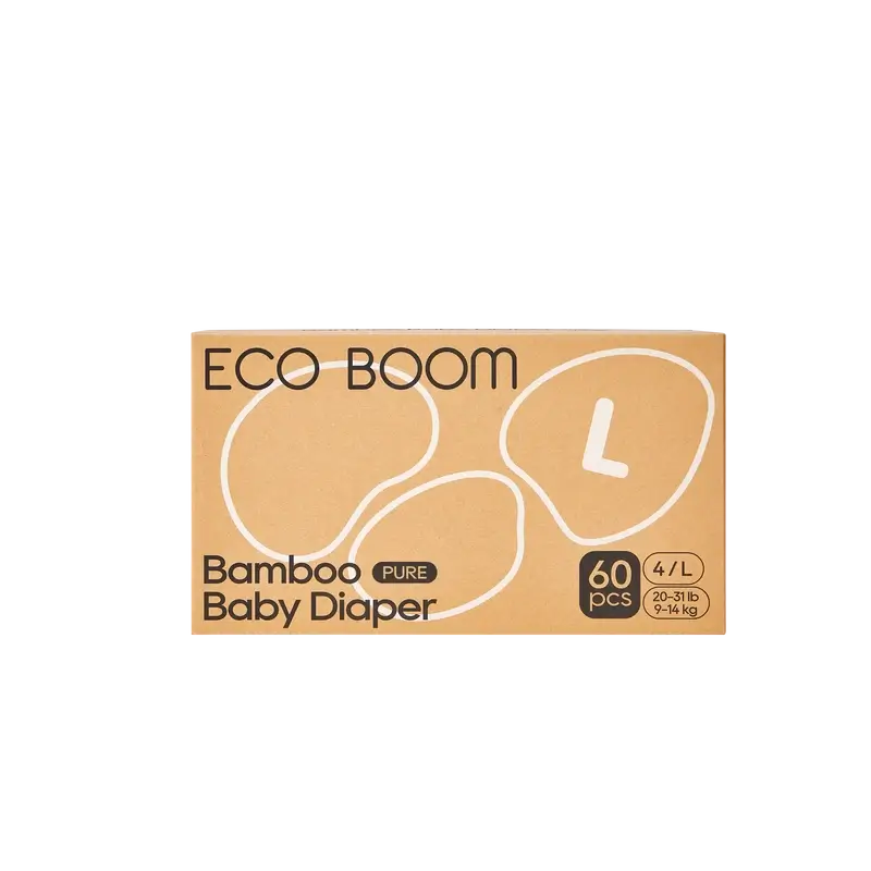 ECO BOOM PURE Pañales ecológicos de bambú 100% natural- Talla 4/L (9-14 kg) - 60 ud
