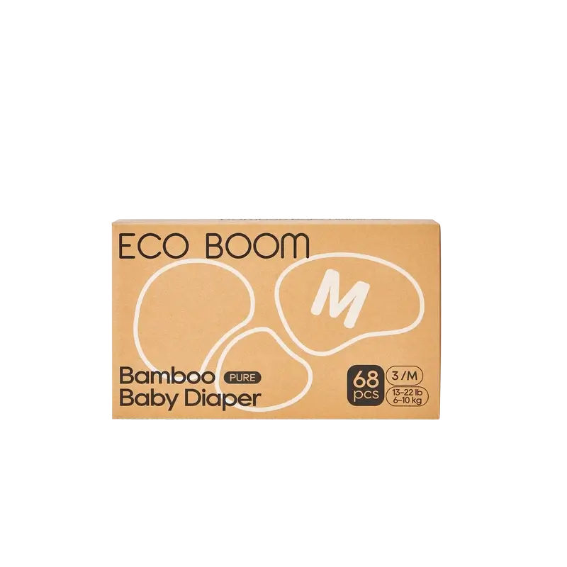 ECO BOOM PURE Pañales ecológicos de bambú 100% natural- Talla 3/M (6-10 kg) - 68 ud