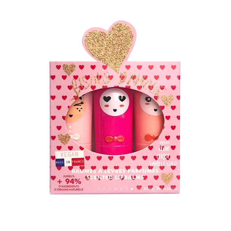 Set tres Bálsamos Labiales Bisous · Inuwet