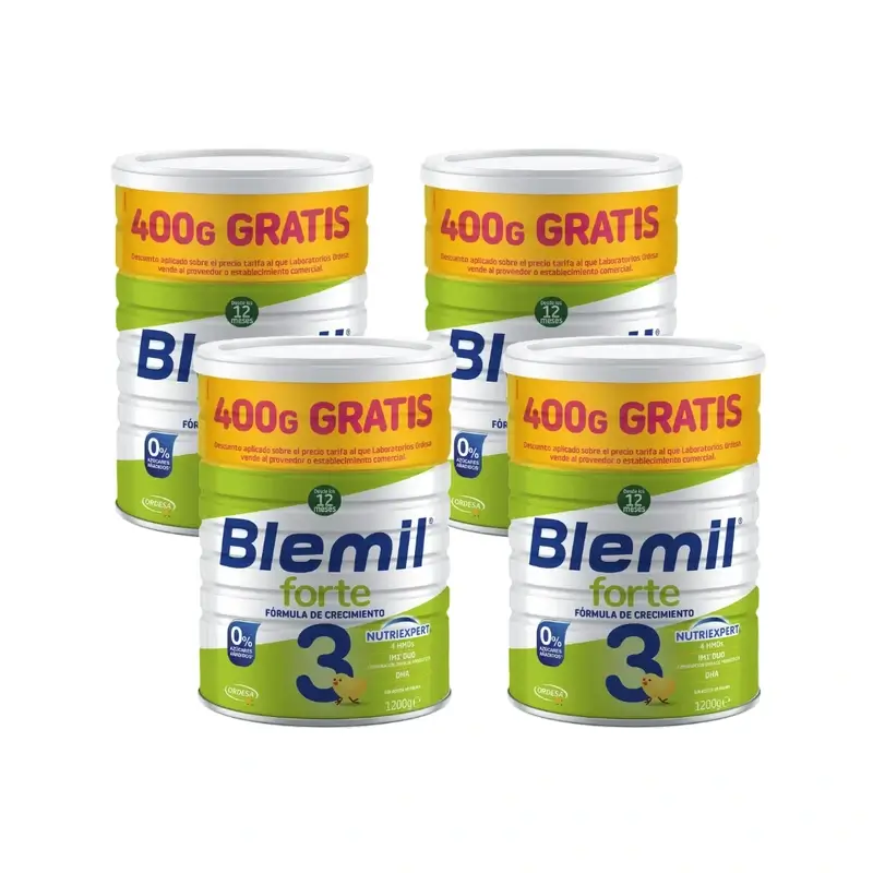 Blemil 3 Forte 800+400 Gratis, 4X1200 Gramos