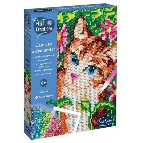 Cuadro mosaico con diamantes Gatito