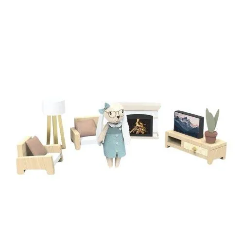 Sala de estar de casa de muñecas + 1 personaje