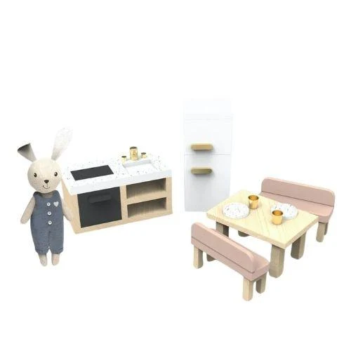 Cocina de casa de muñecas + 1 personaje