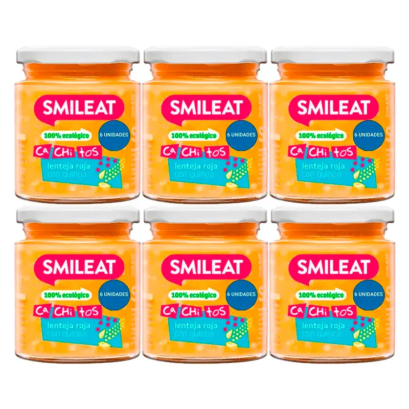 Smileat Tarrito Con Cachitos De Lentejas Con Quinoa Ecológico, 6x230 Gr