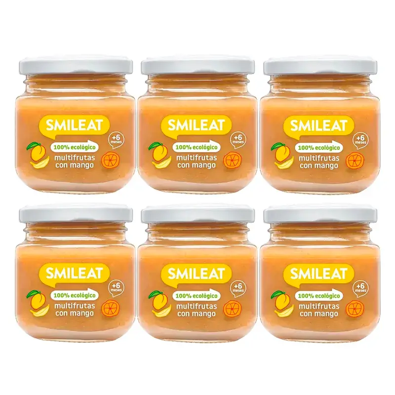 Smileat Tarrito Multifrutas con mango, 6x130 Gr