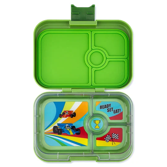 Yumbox Panino 4 compartimentos Green Matcha Race Cars