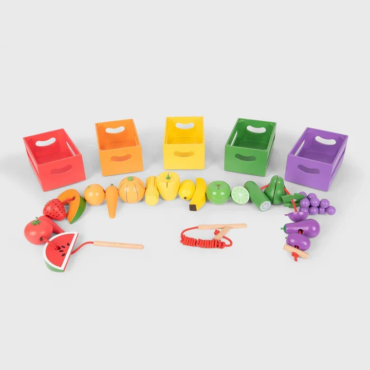 Conjunto 5 Cajas de Madera Frutas y Verduras para Insertar - TICKIT