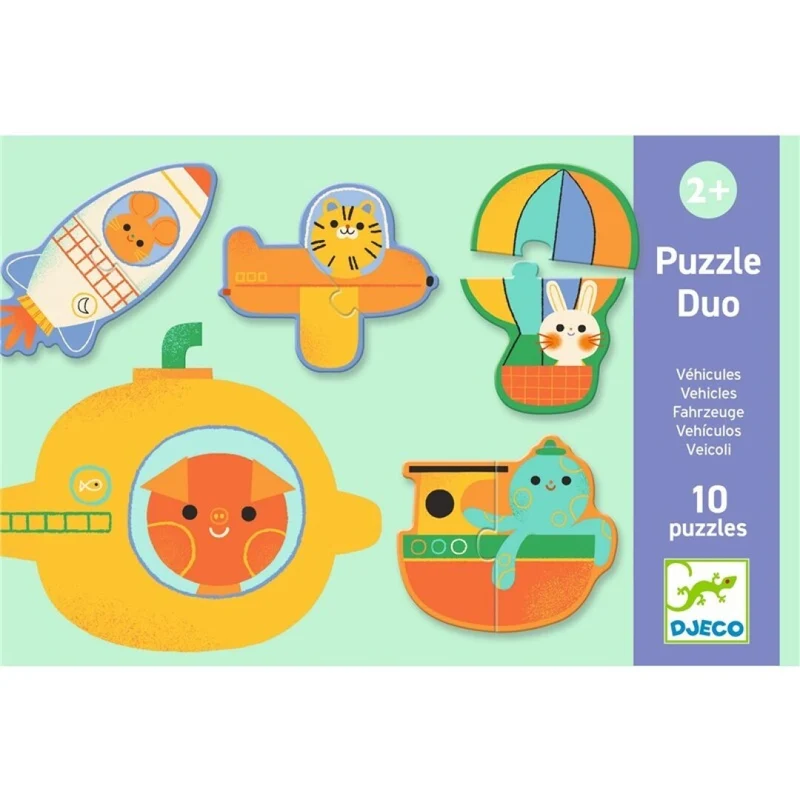 Puzzle dúo Vehiculos 20 piezas · Djeco