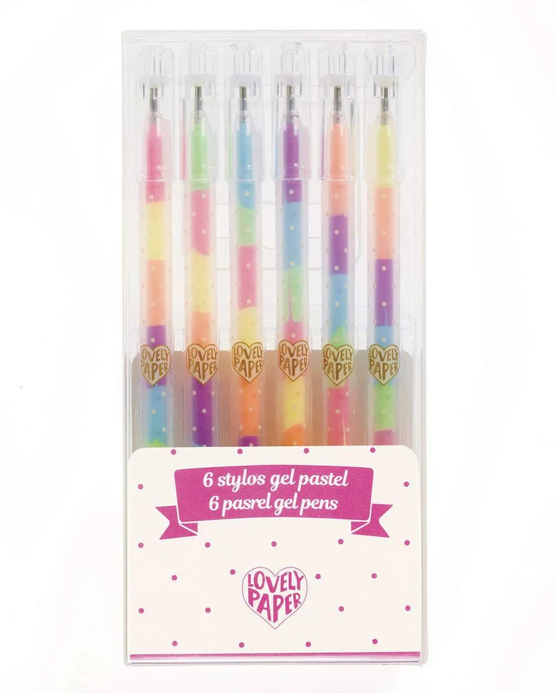 Bolígrafos de Gel Arco Iris (6 ud) · Lovely Paper