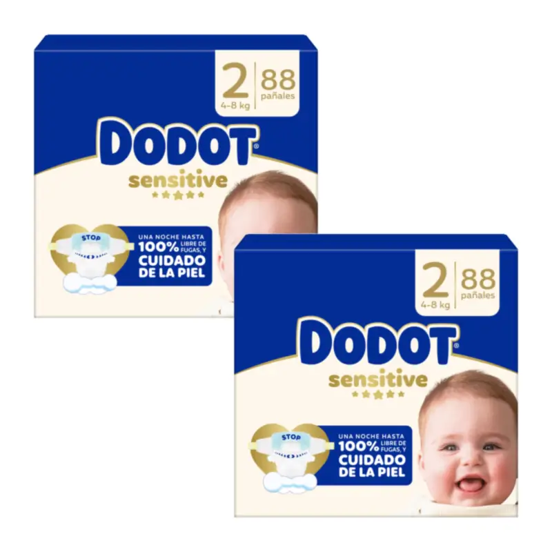 Dodot Pañal Sensitive Jumbo Pack Talla 2 , 2x88 Unidades