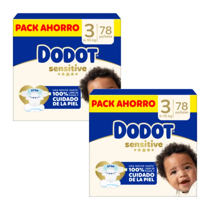 Dodot Pañal Sensitive Jumbo Pack Talla 3 , 2x78 Unidades