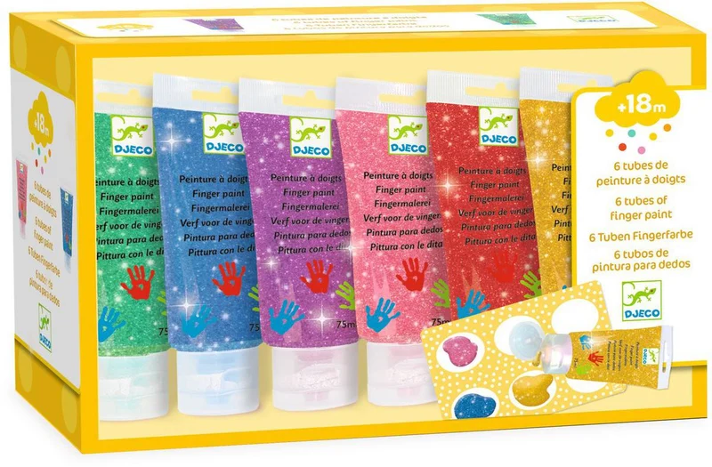 Pintura de dedo Purpurina (6 ud) · DJECO