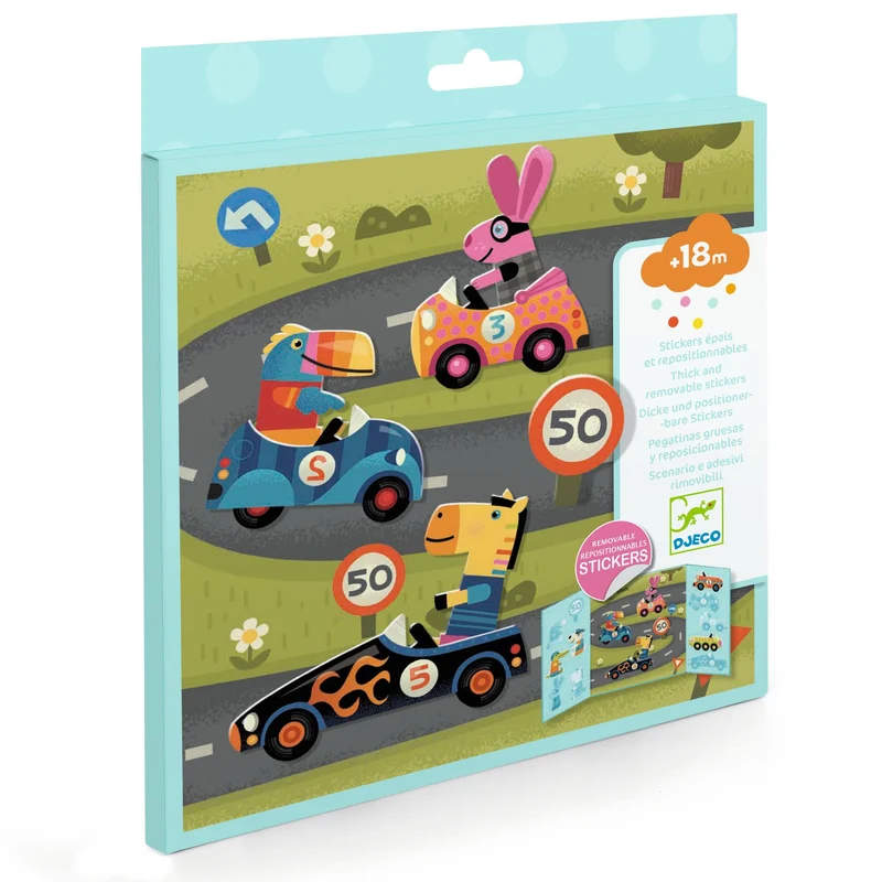 Pegatinas reposicionables Los Coches · Djeco