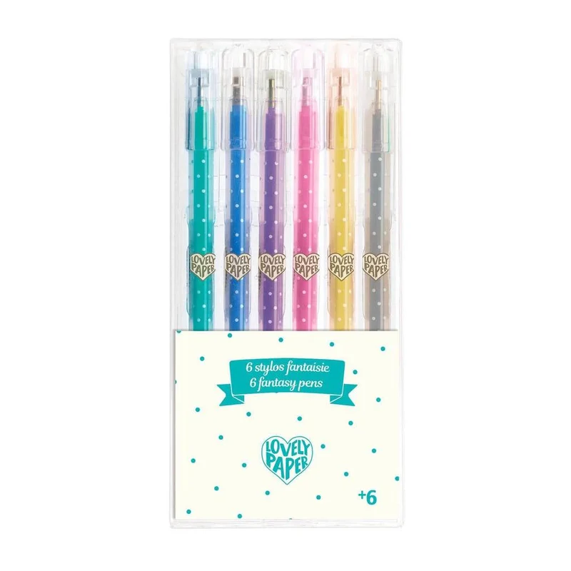 Bolígrafos de gel con purpurina (6 ud) · Lovely Paper