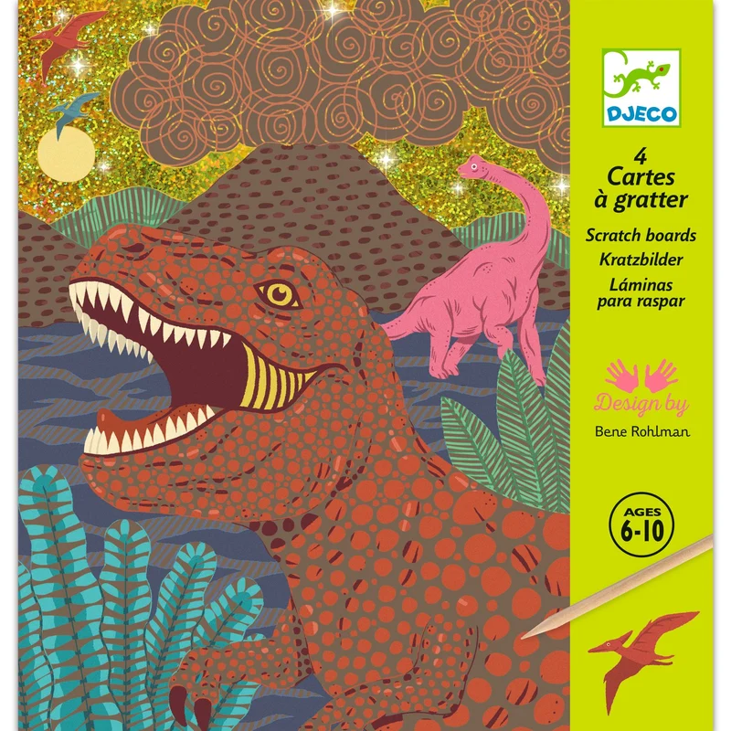 Cuadros para rascar El reino de los dinosaurios · DJECO