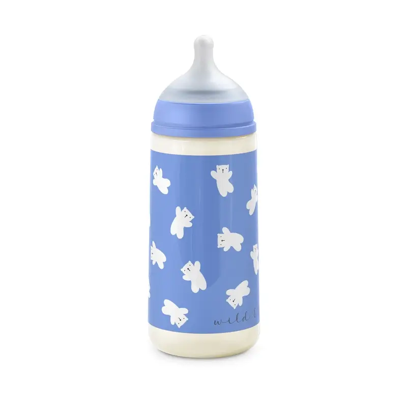 Suavinex Biberón Tetina Sx Pro De Flujo Denso (L) +6 Meses Wild&Free Azul, 360 ml