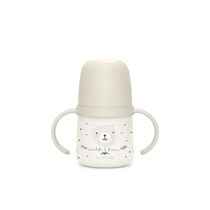 Suavinex Biberón Nocturno Night & Day +6 Meses Wild&Free Gris, 150 ml