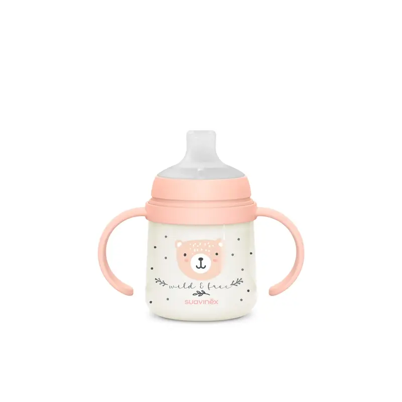 Suavinex Biberón Nocturno Night & Day +6 Meses Wild&Free Rosa, 150 ml