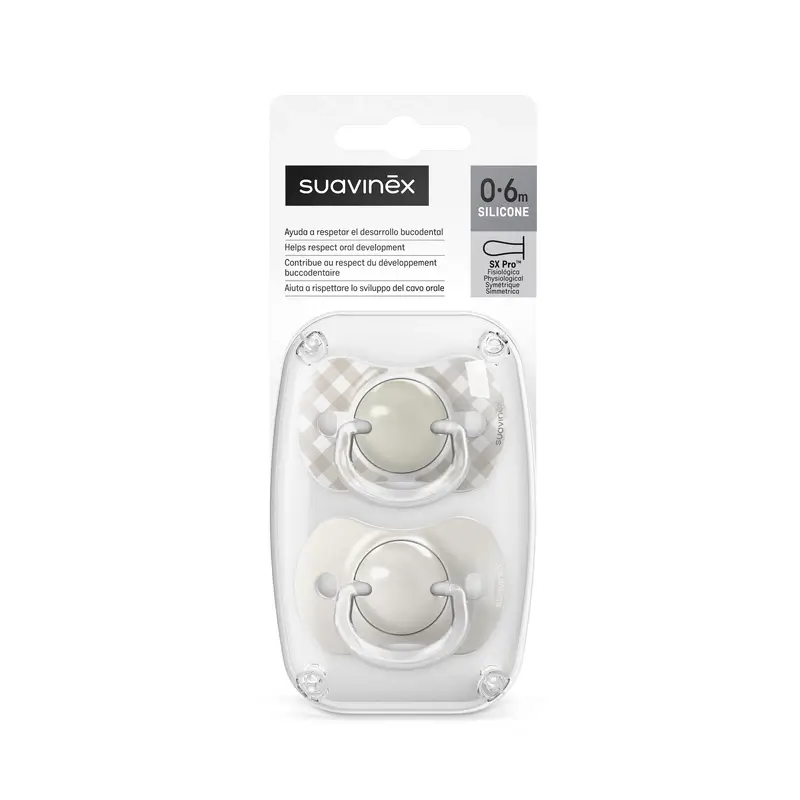Suavinex Chupetes Tetina Sx Pro 0/6 Meses Wild&Free Beige, 2 unidades