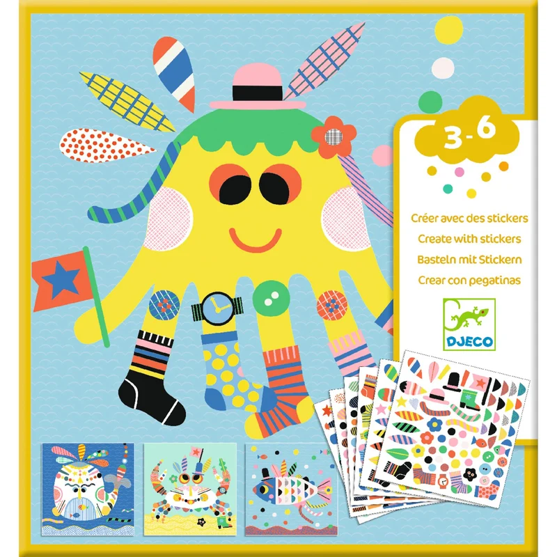 Crear con pegatinas Animales Marinos · DJECO