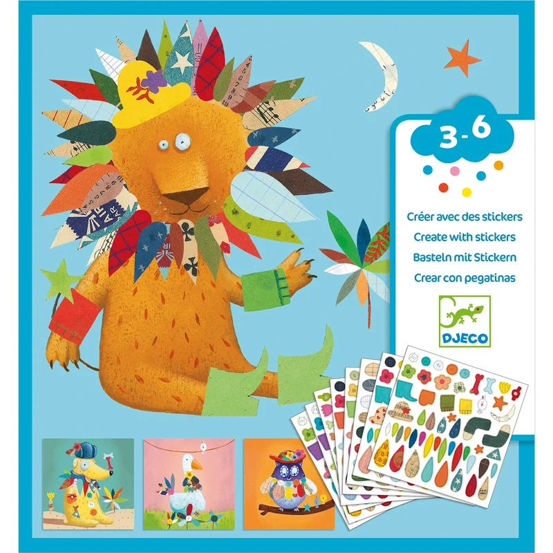 Crear con pegatinas Animales · DJECO