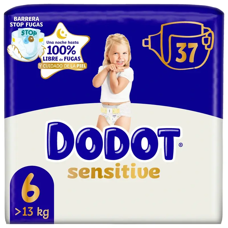 Dodot Sensitive Talla 6, >13kg, 37 Pañales