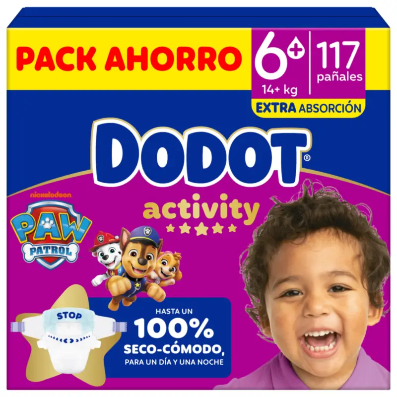Dodot Activity Talla 6+, 14kg-19kg, 117 Pañales