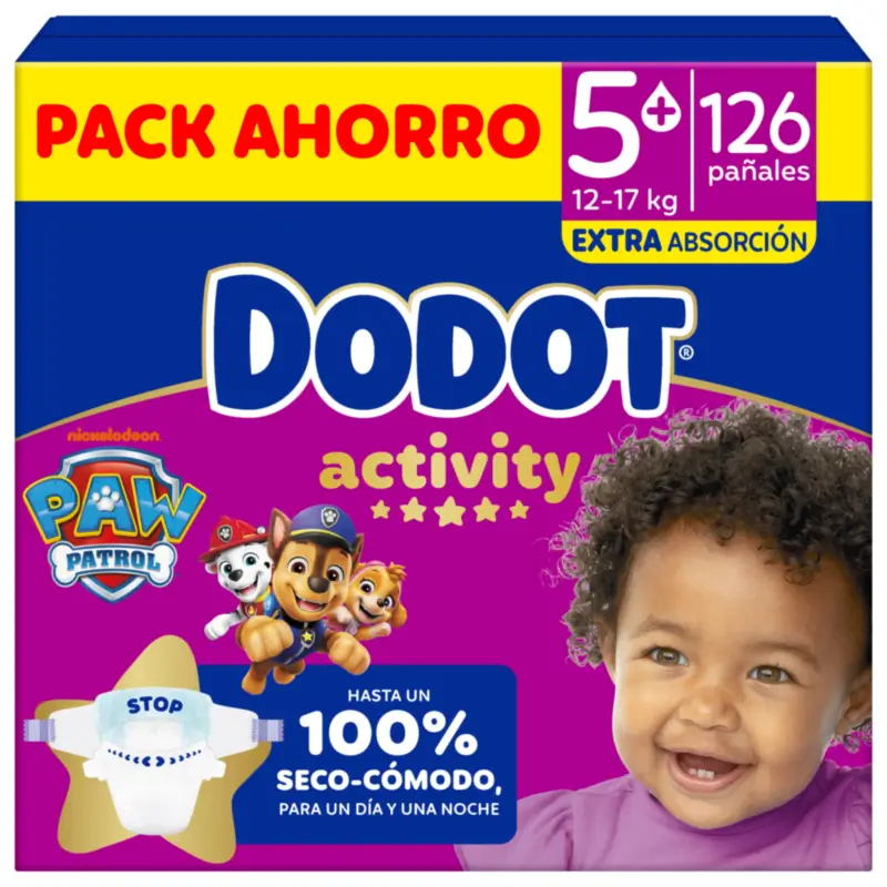 Dodot Activity Talla 5+, 12kg-17kg, 126 Pañales