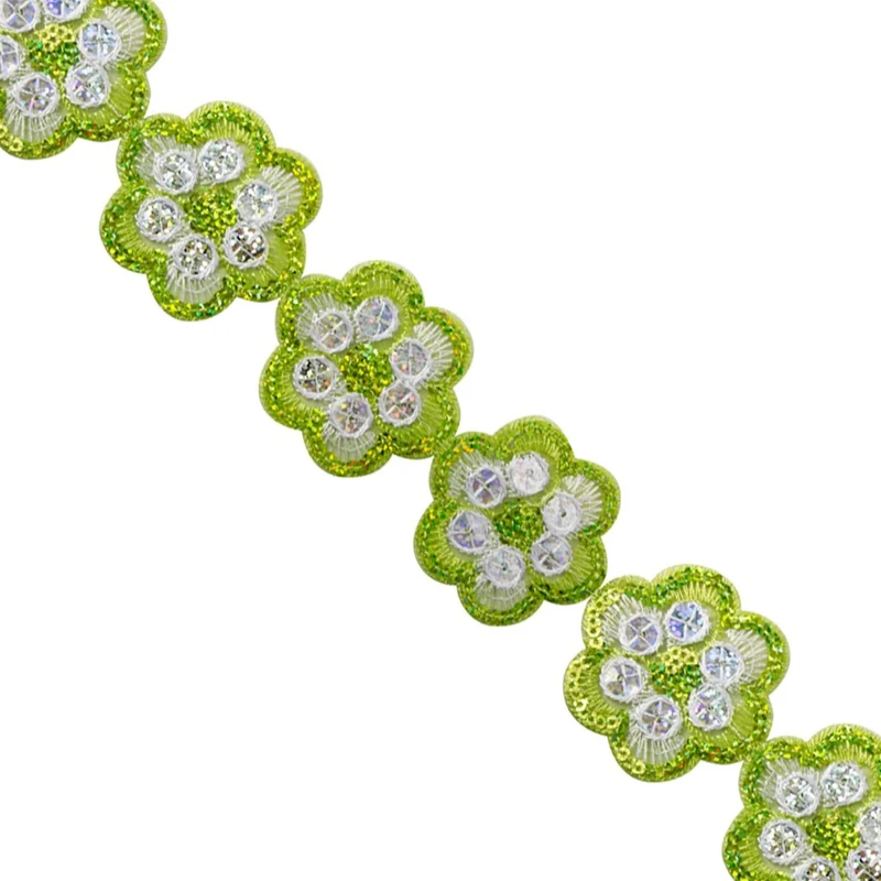 Art.2477 Galón Flores Bordado Con Lentejuela 46mm 4.5m