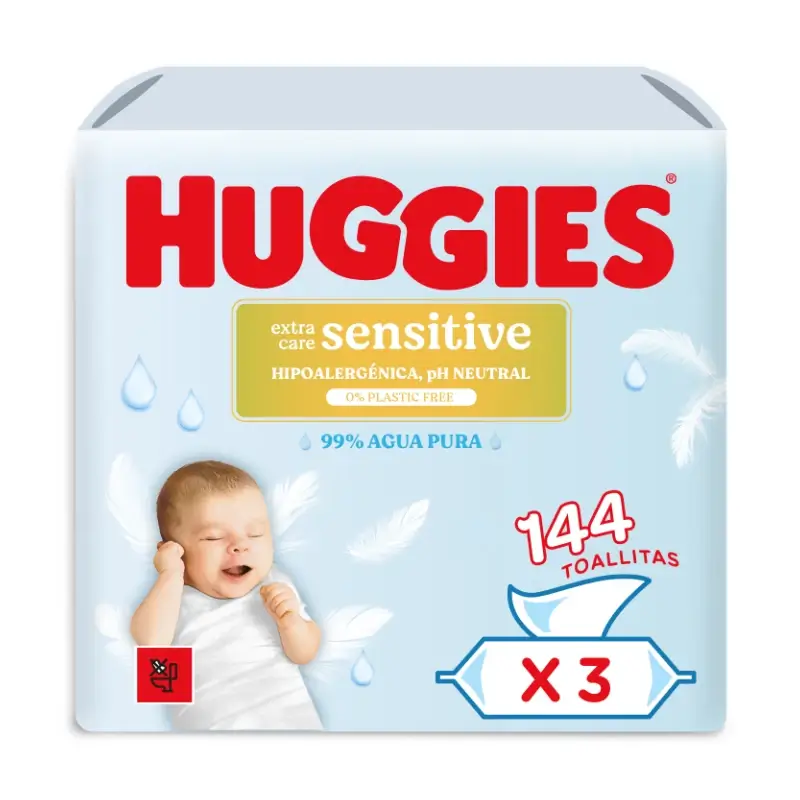 Huggies Extra Care Sensitive Toallitas , 144 unidades