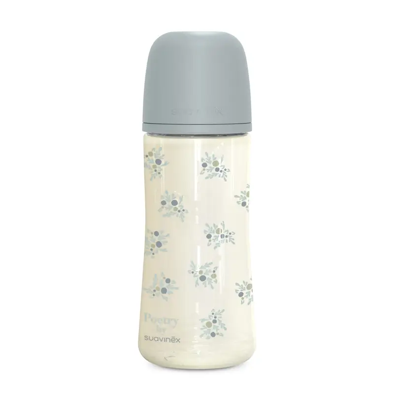 Suavinex Biberón 360 Ml, Flujo Denso (L), +6 Meses, Poetry Azul