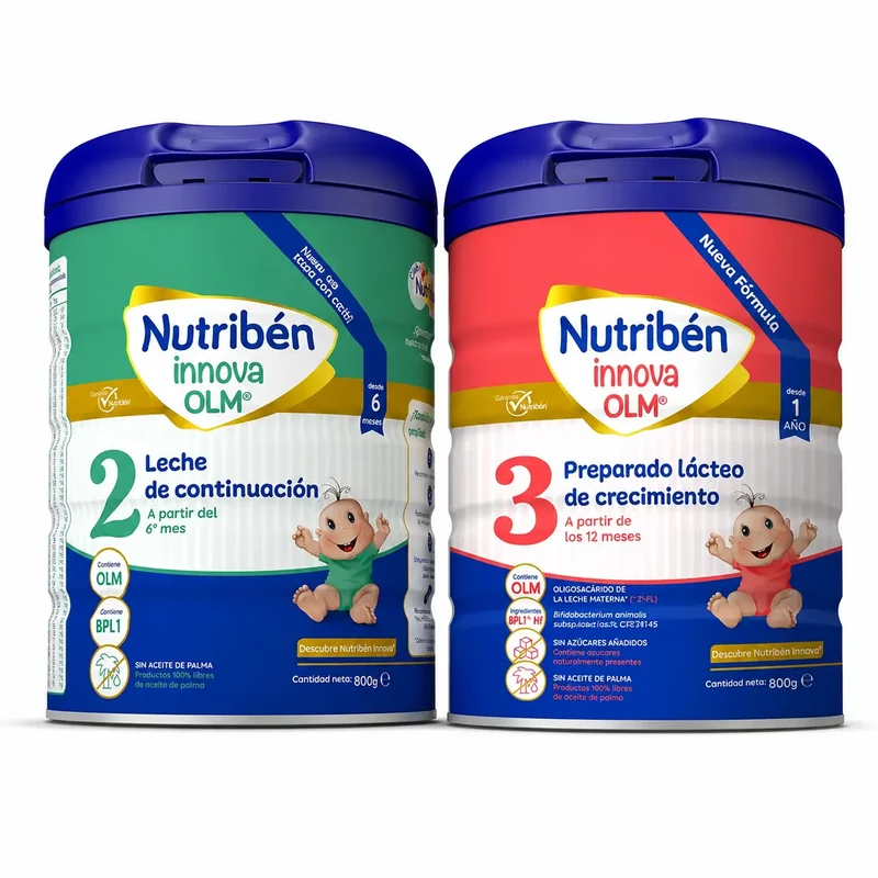 Nutriben Innova 2 Leche Continuación, 800 Gr + Nutribén Innova 3 Leche Crecimiento, 800 Gr, pack 2