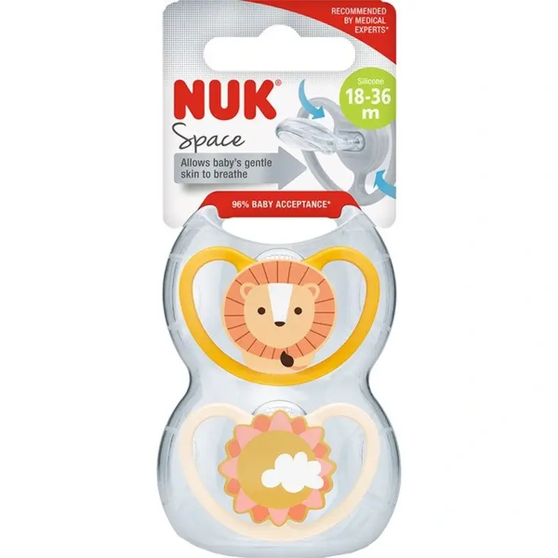 Nuk Chupete Space Leon/Sol T3 18-36M Silicona , 2 unidades
