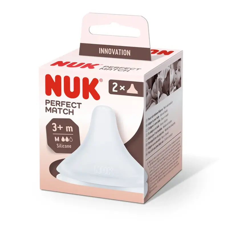 Nuk Tetina Perfect Match Silicona Flujo M 3M+ , 2 unidades
