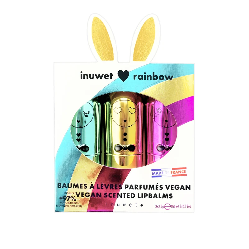 Set tres Bálsamos Labiales Metalizados Rainbow · Inuwet
