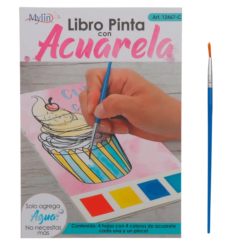 Art.12467 Libro Pinta con Acuarela (contiene 1 pincel) 20x14cm 1pz