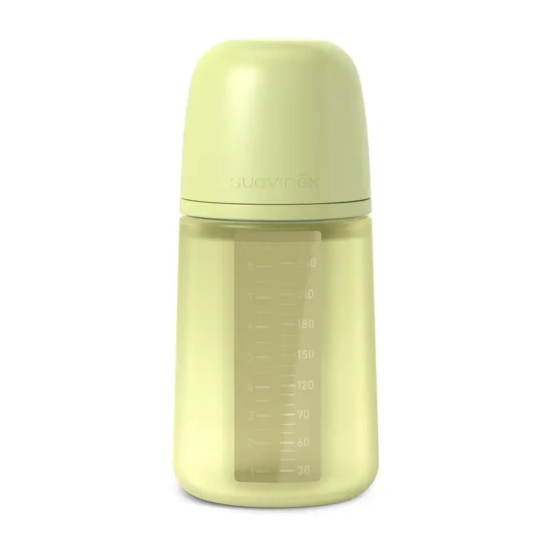 Suavinex Biberón Silicona 240 Ml, Flujo Medio (M), +3 Meses, Lime