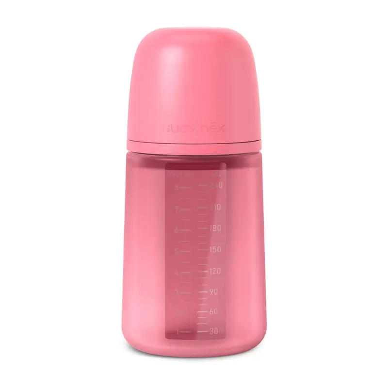 Suavinex Biberón Silicona 240 Ml, Flujo Medio (M), +3 Meses, Fuchsia