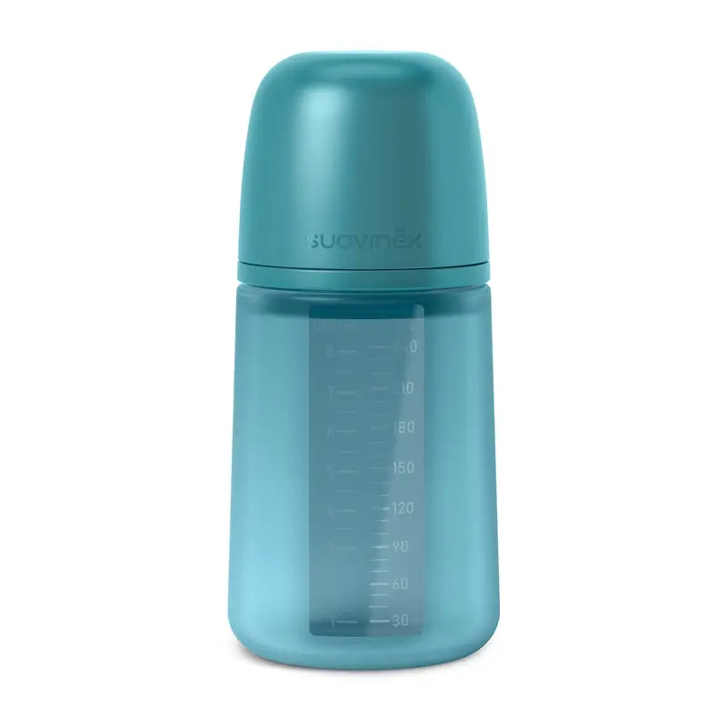 Suavinex Biberón Silicona 240 Ml, Flujo Medio (M), +3 Meses, Deep Ocean