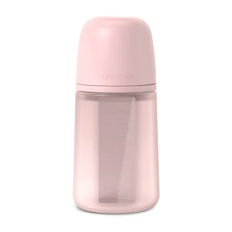 Suavinex Biberón Silicona 240 Ml, Flujo Medio (M), +3 Meses, Rosewater