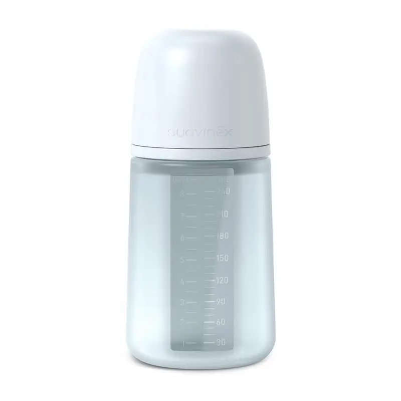 Suavinex Biberón Silicona 240 Ml, Flujo Medio (M), +3 Meses, Ballad Blue