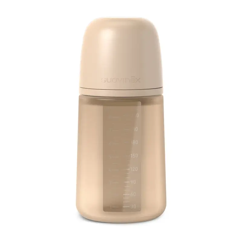 Suavinex Biberón Silicona 240 Ml, Flujo Medio (M), +3 Meses, Irish Cream