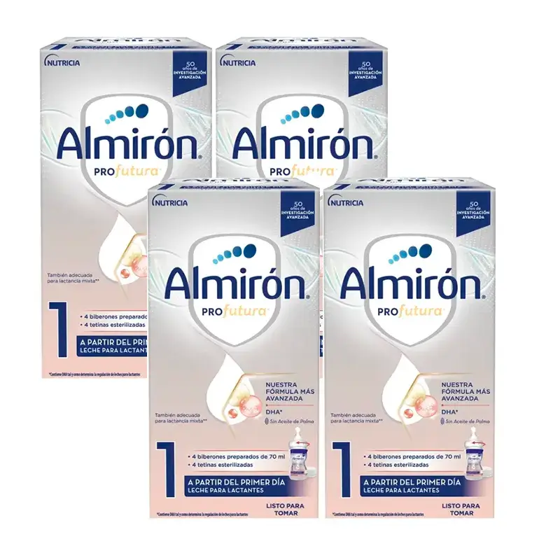 Almirón Profutura 1 Minibiberones, Pack 16 x 70 ml, 1.120 ml
