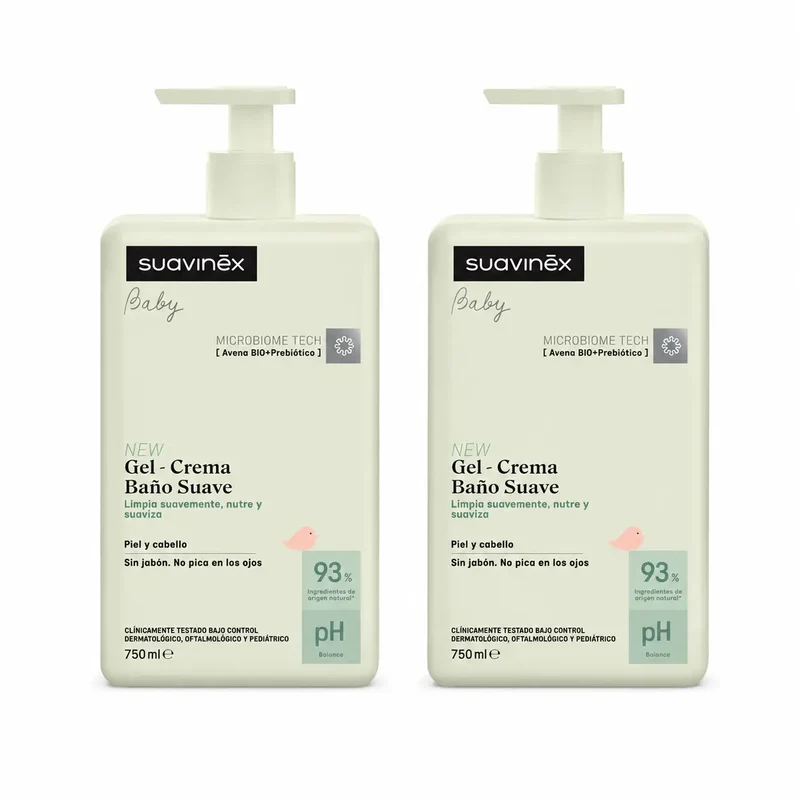 Suavinex Gel - Crema Baño Suave Para Bebés, 750 Ml , pack 2