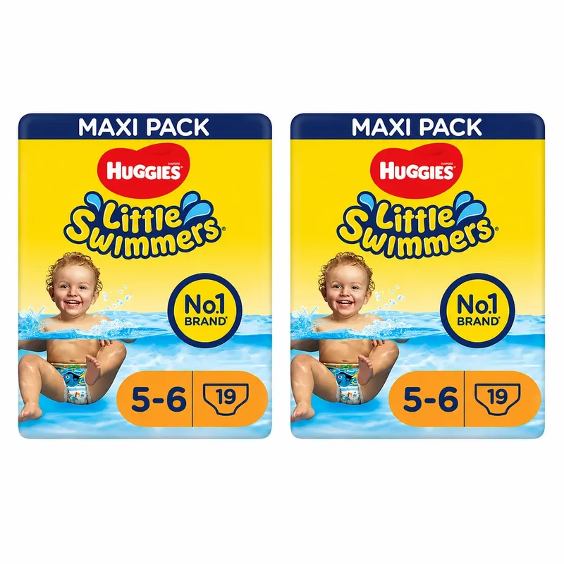 Huggies Little Swimmers Talla 5-6 (12-18 Kg), Pañales Bañadores, 19 unidades, pack 2
