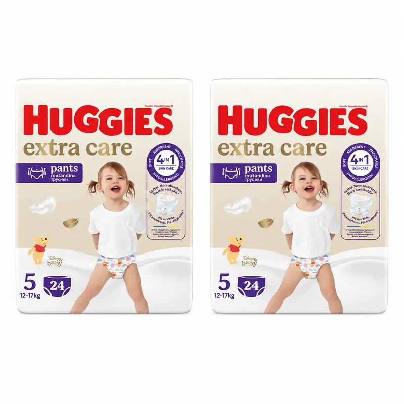 Huggies Extra Care Talla 5 (12-17 Kg) Pañal Braguita Para Bebé Disney , 24 unidades, pack 2