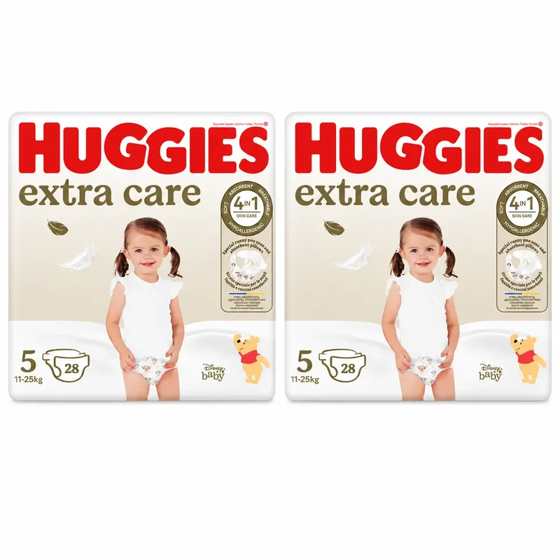 Huggies Extra Care Talla 5 (11-25 Kg) Pañal Para Bebé Disney, 28 unidades, pack 2
