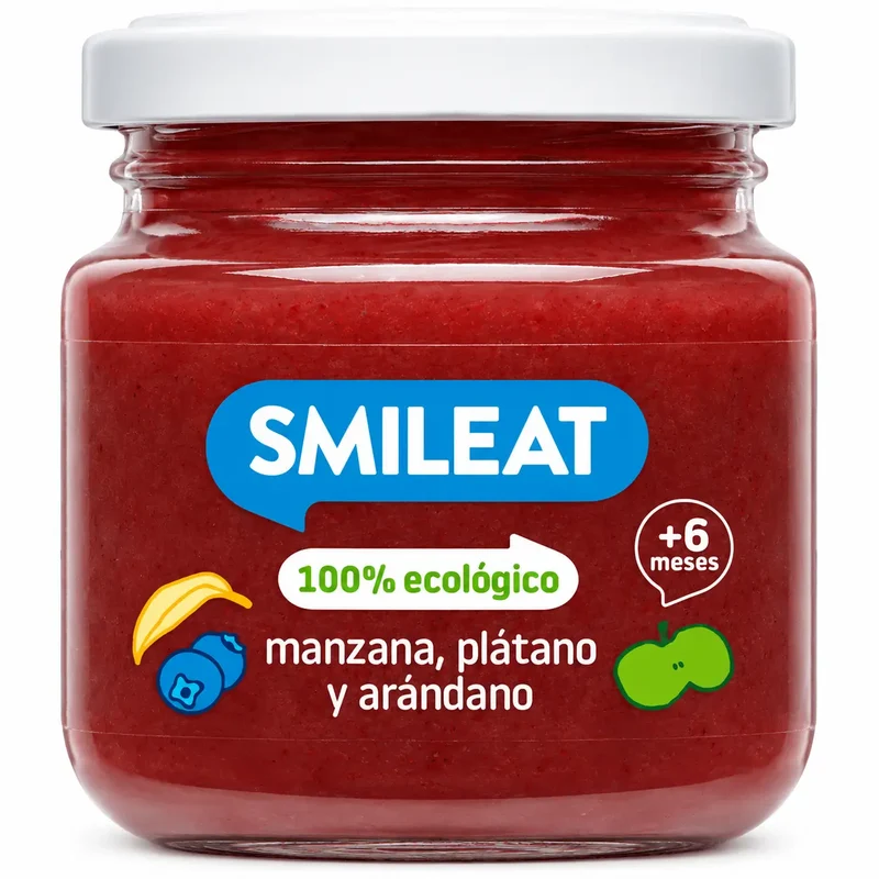 Smileat Tarrito Manzana-Plátano Y Arándano Eco Smileat, 130 gramos