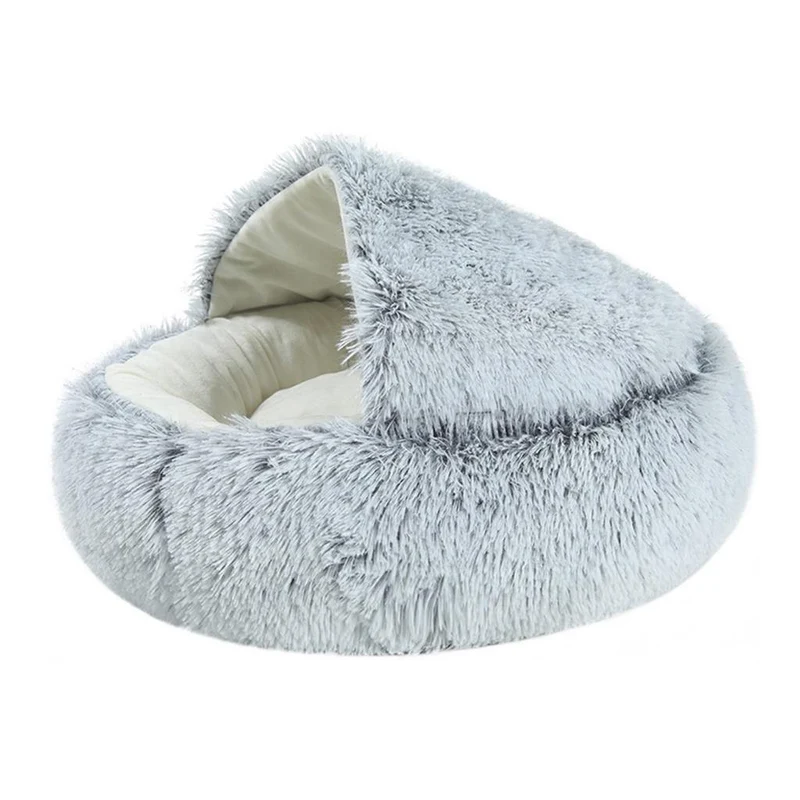 La Gotera Cama Redonda con Interior Esponjoso Calmante, Gris
