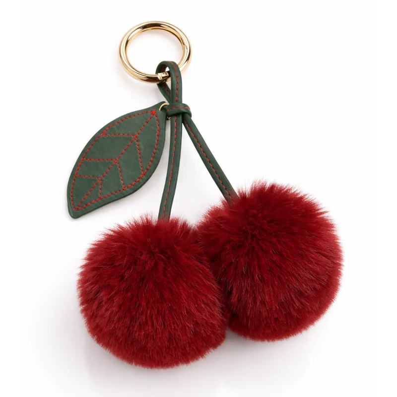Miomu Llavero Pom Pom de Peluche, Diseño Cereza